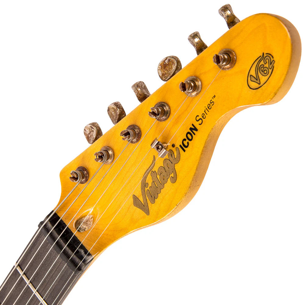 Vintage V62 ICON Electric Guitar - Distressed Black (V62MRBK) | Musician Madness