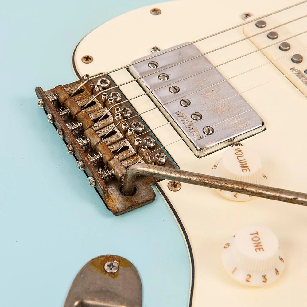 Vintage V6H ICON HSS Electric Guitar - Ultra-Gloss Distressed Laguna Blue (V6HMRLB) | Musician Madness