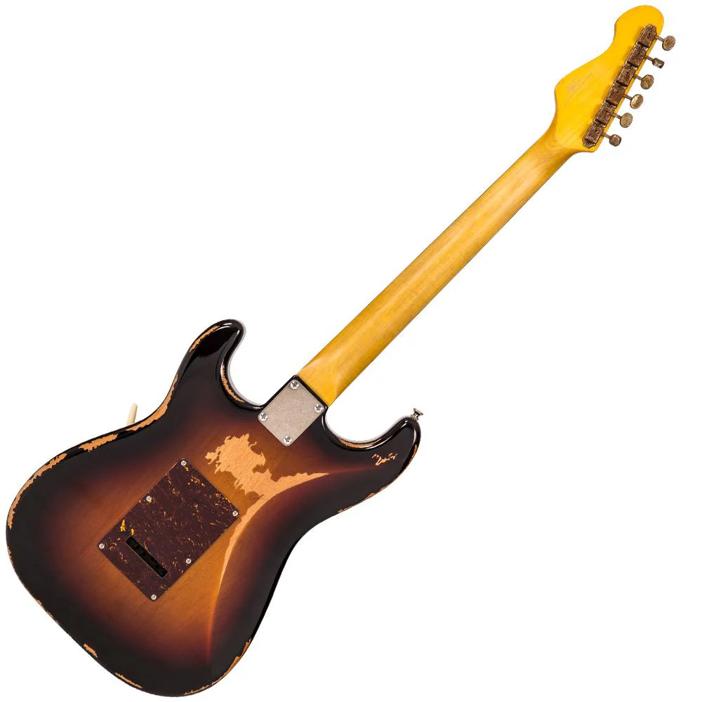 Vintage V6H ICON HSS Electric Guitar - Ultra-Gloss Distressed Sunset Sunburst (V6HMRSSB) | Musician Madness