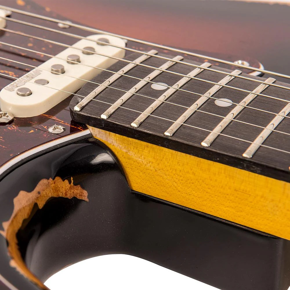 Vintage V6H ICON HSS Electric Guitar - Ultra-Gloss Distressed Sunset Sunburst (V6HMRSSB) | Musician Madness