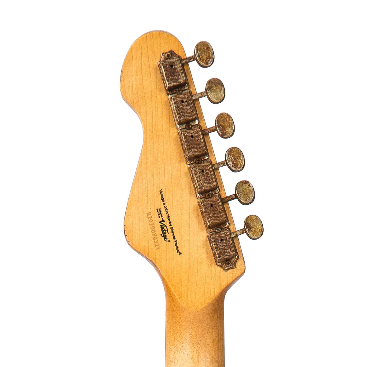 Vintage V6 ICON Electric Guitar - Distressed Gun Hill Blue Over Sunburst (V6MRGHB)