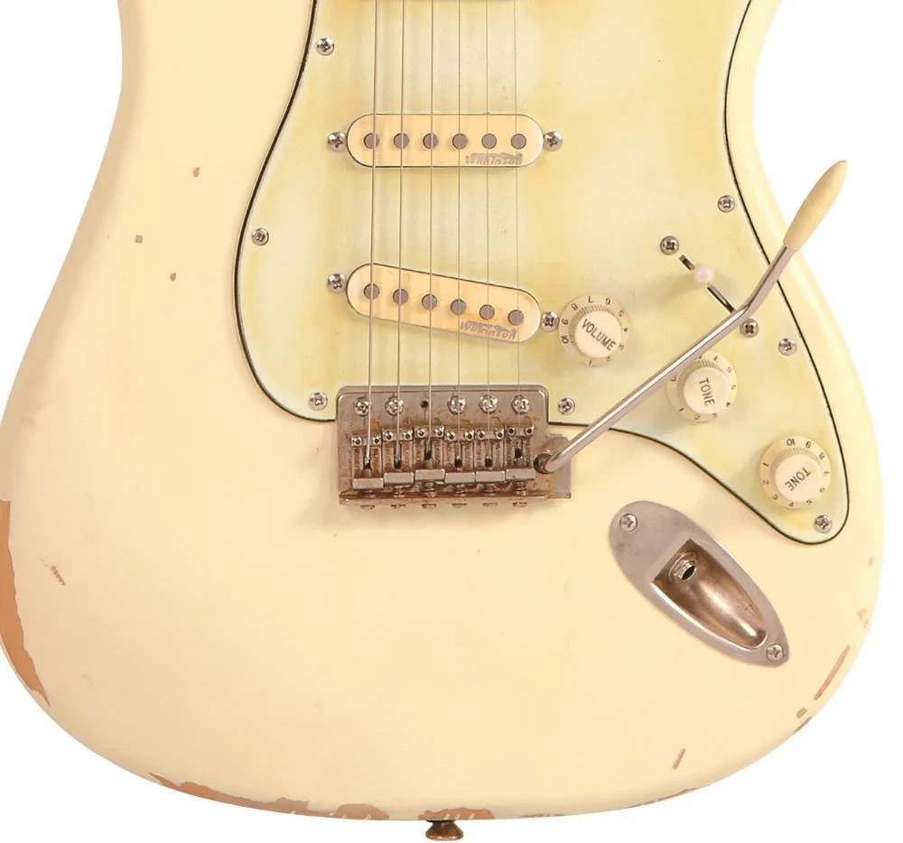 Vintage V6 Thomas Blug Signature Electric Guitar - Distressed Vintage White (V6MRTBG) | Musician Madness