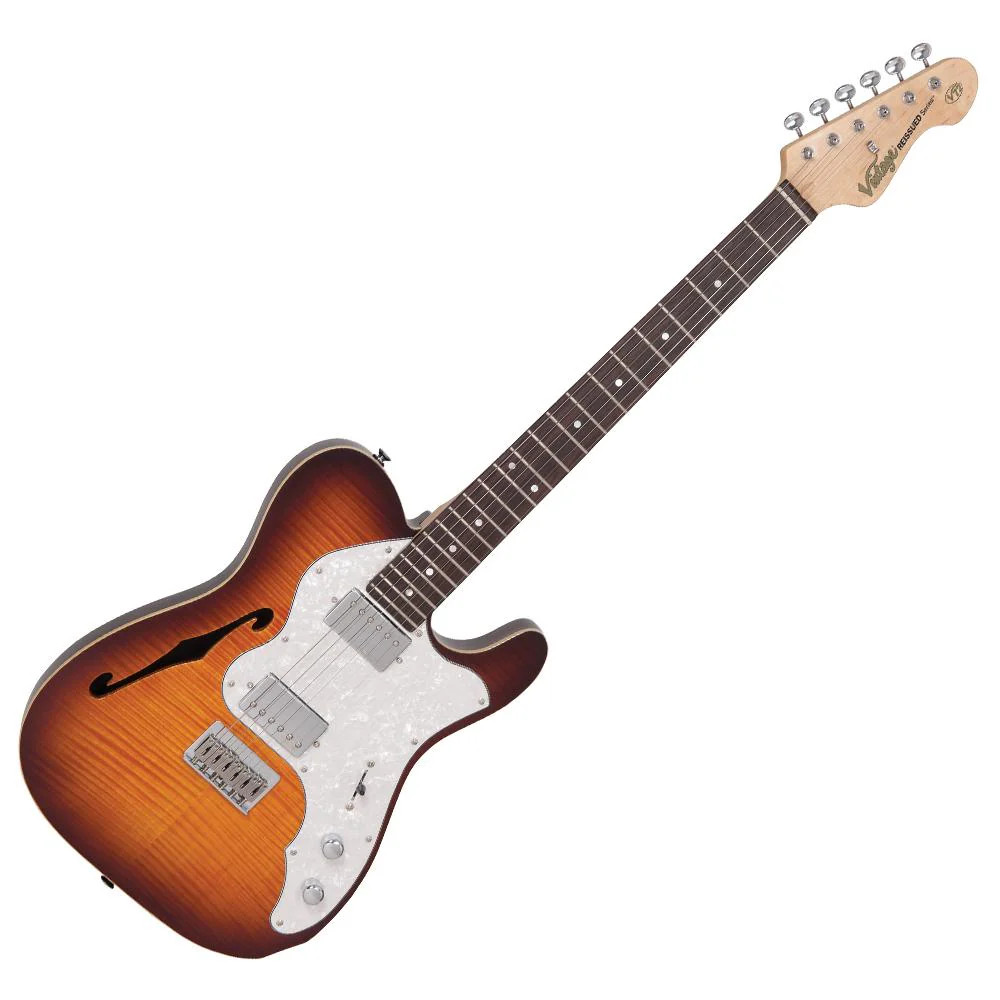 Vintage V72H Custom Spec Hardtail ~ Flame Tobacco Burst (V72HFTB) | Musician Madness