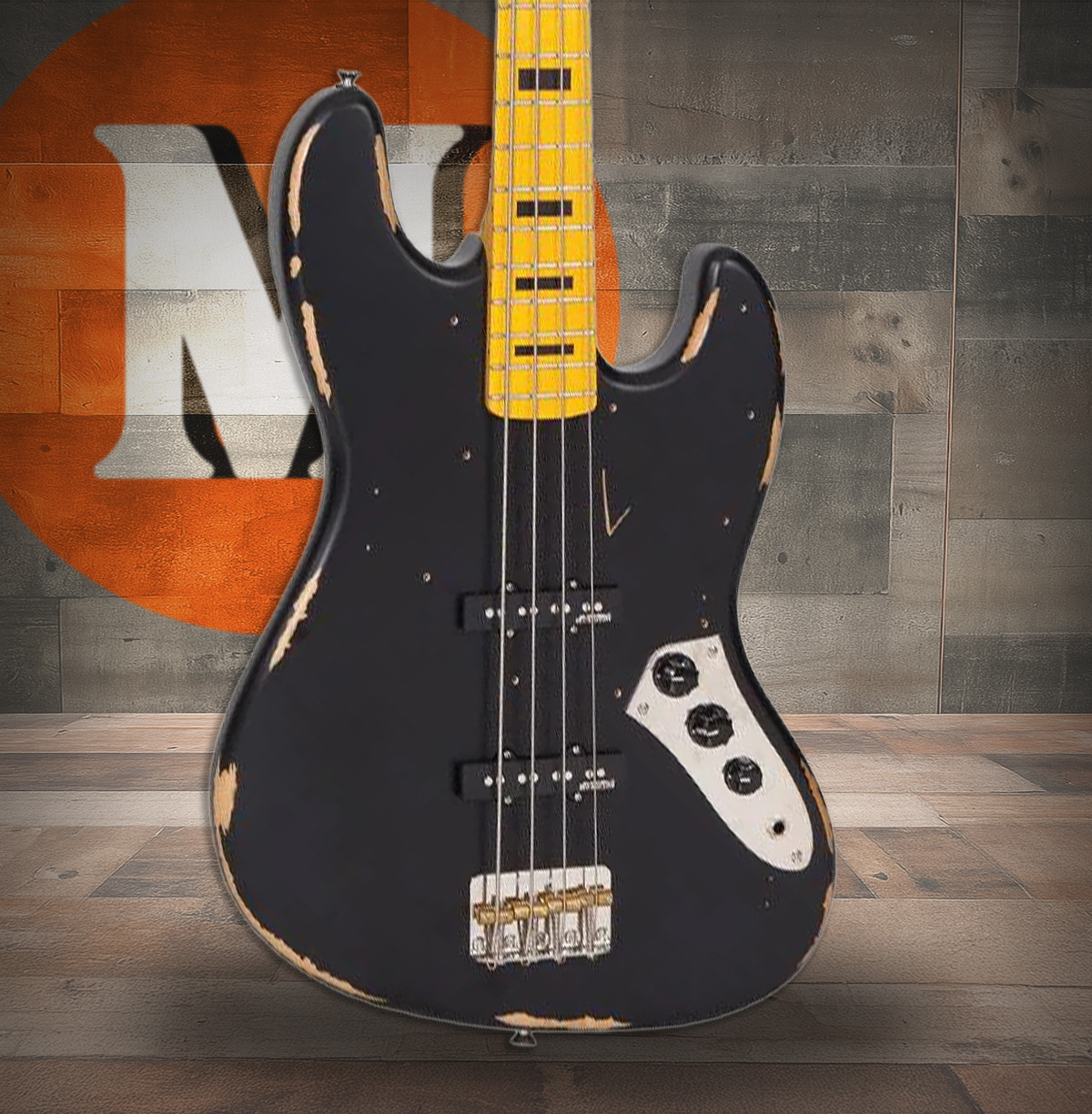 Vintage VJ74 ICON Bass - Distressed Black (VJ74MRBK)