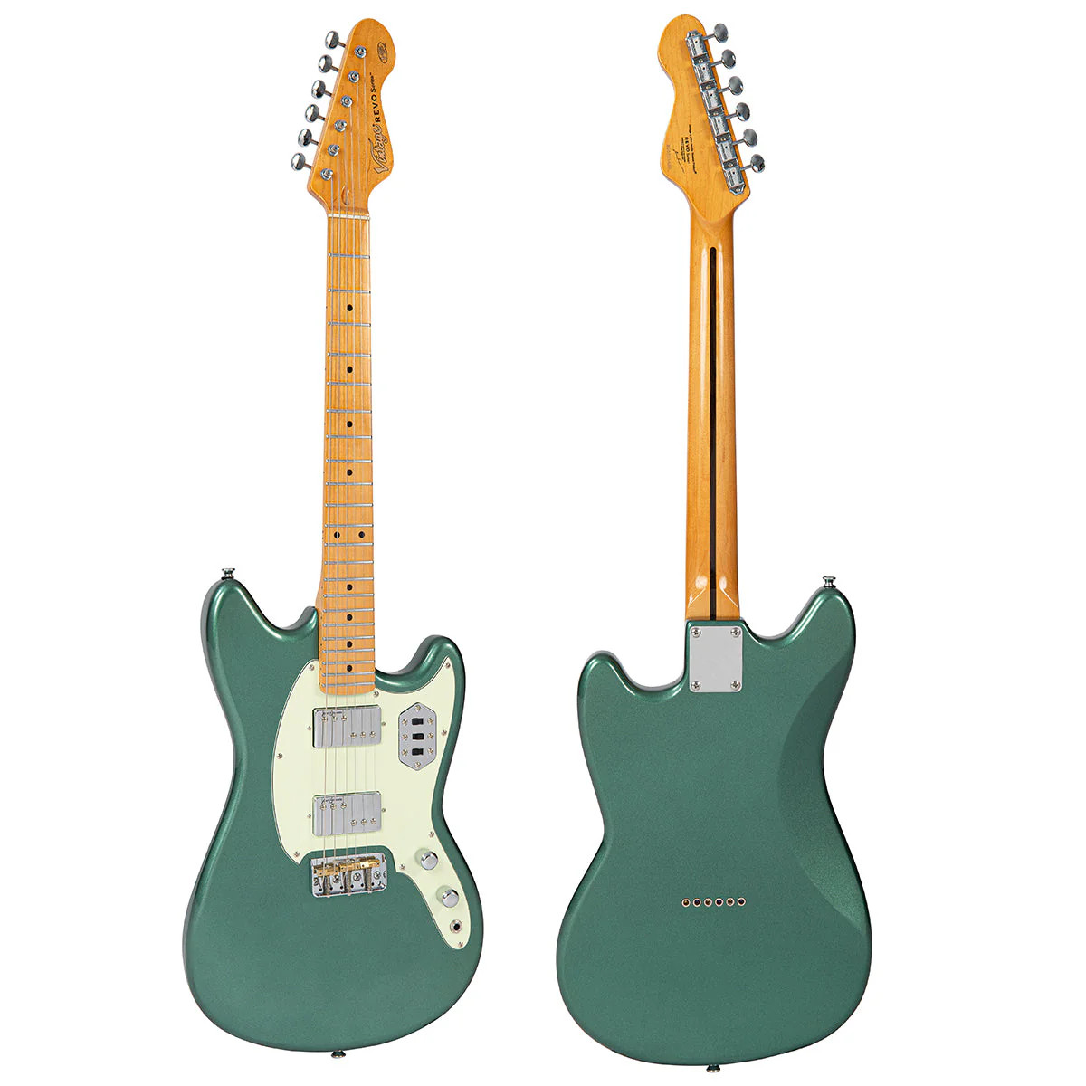 Vintage REVO Series 'Colt HH Twin' Hardtail Guitar - Metallic Sherwood Green (VRCT55MG)