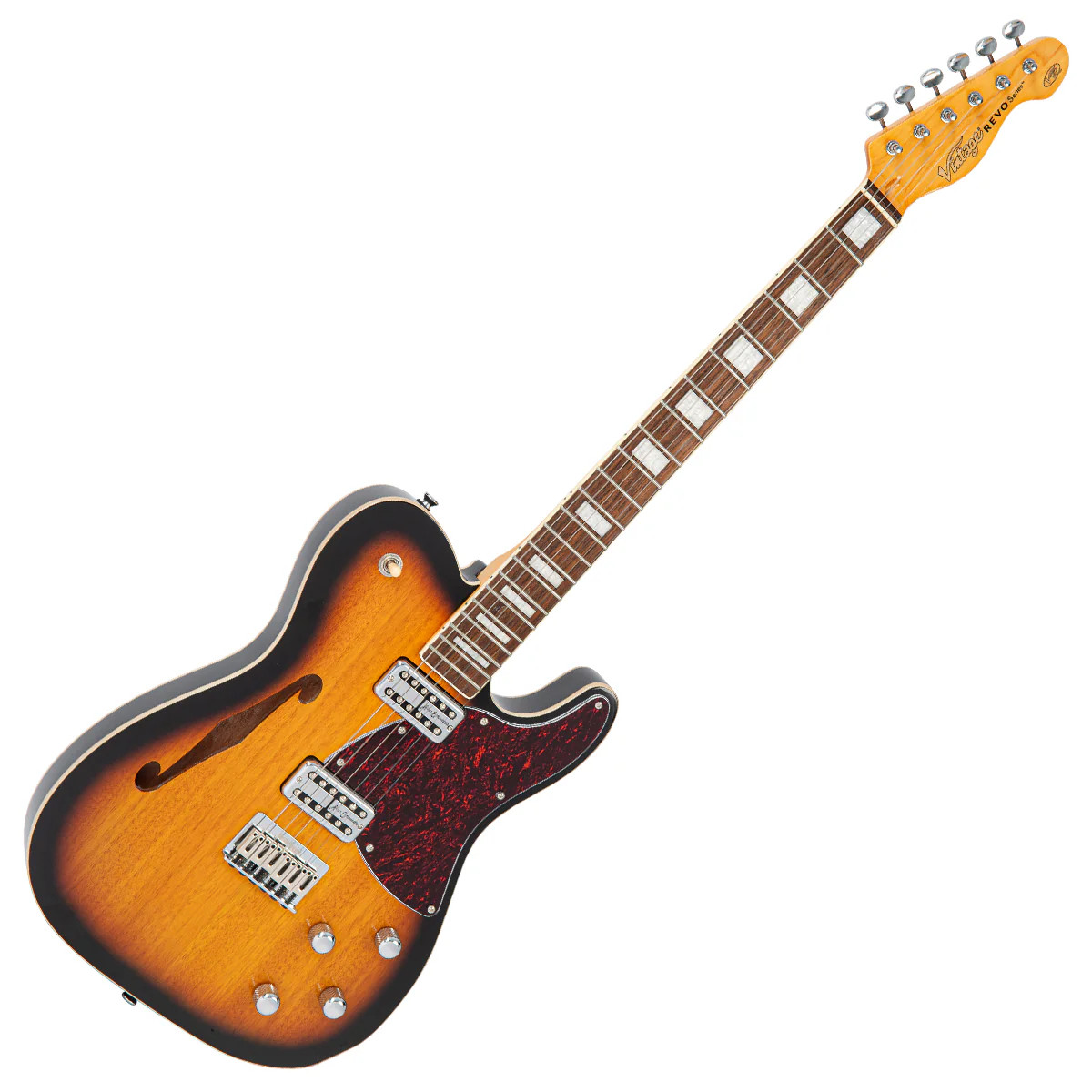 Vintage REVO Series 'Midline' Guitar - 2 Tone Sunburst