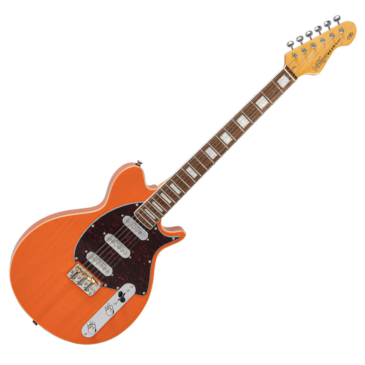 Vintage REVO Series 'Vision' Electric Guitar - Trans Orange (VRV800TO) | Musician Madness