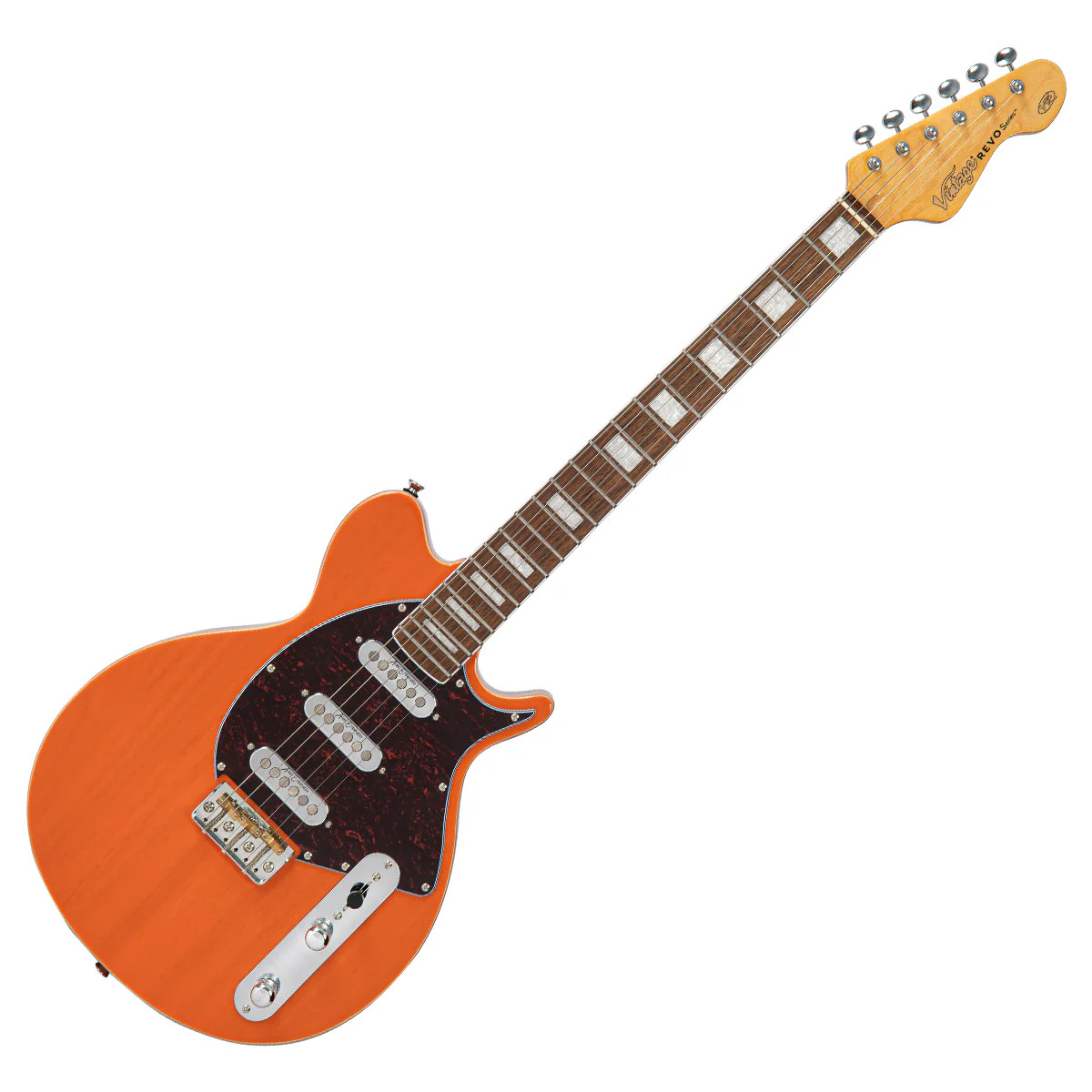 Vintage REVO Series 'Vision' Electric Guitar - Trans Orange (VRV800TO) | Musician Madness