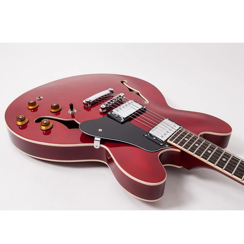 Vintage VSA500 ReIssued Semi Acoustic Guitar - Cherry Red (VSA500CR)