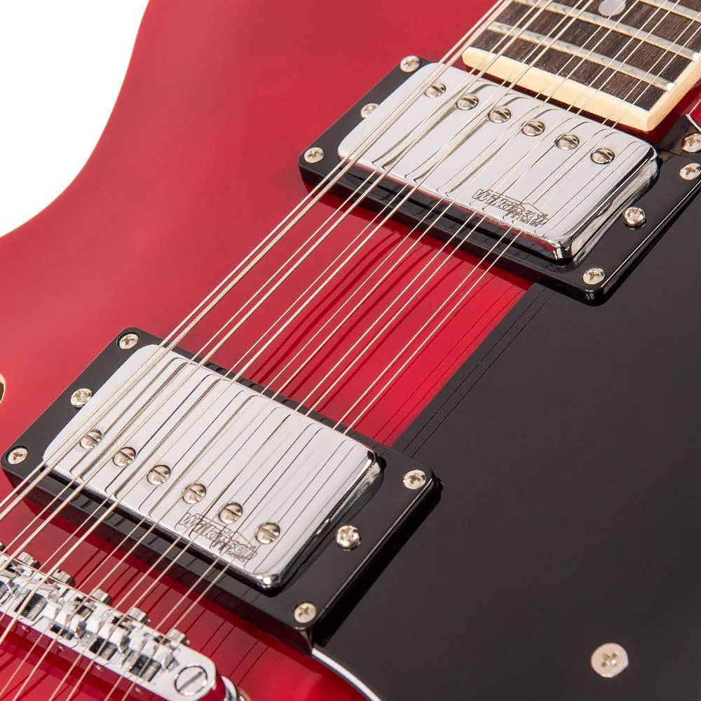 Vintage VSA500 ReIssued 12 String Semi Acoustic Guitar ~ Cherry Red (VSA500CR-12)