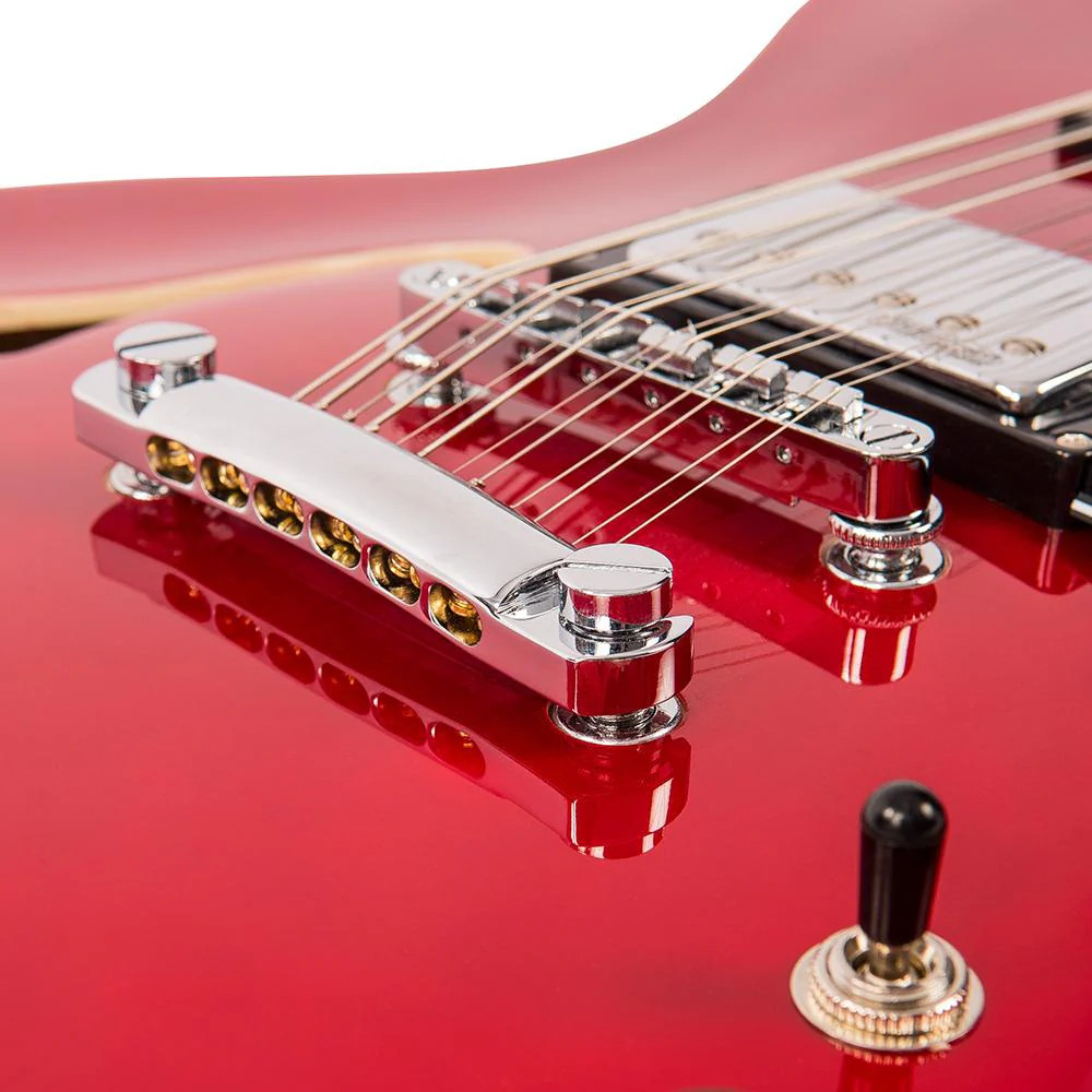 Vintage VSA500 ReIssued 12 String Semi Acoustic Guitar ~ Cherry Red (VSA500CR-12) | Musician Madness