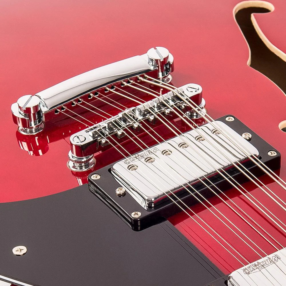 Vintage VSA500 ReIssued 12 String Semi Acoustic Guitar ~ Cherry Red (VSA500CR-12) | Musician Madness