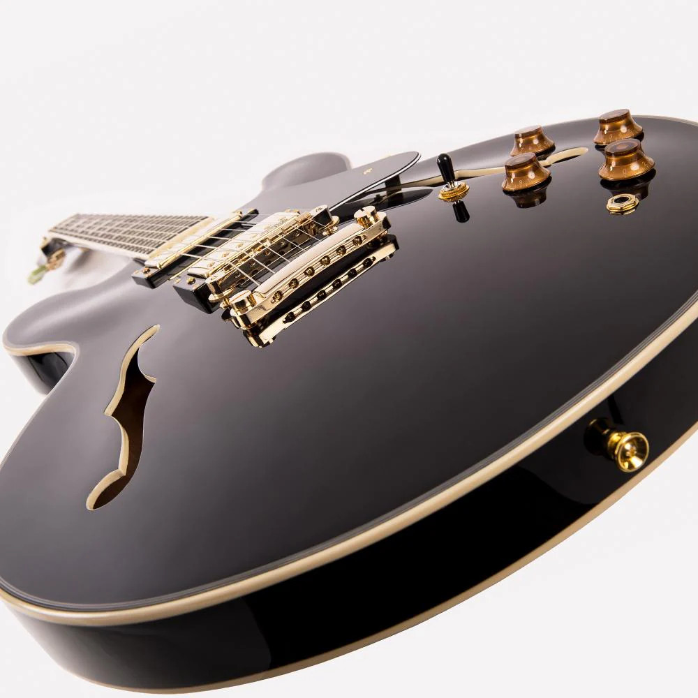 Vintage VSA500 ReIssued Semi Acoustic Guitar - Boulevard Black (VSA500GBK) | Musician Madness