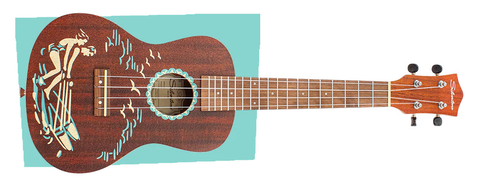 Silvertone Concert Ukulele w/Stencil Graphic - Walnut (851) | Musician Madness