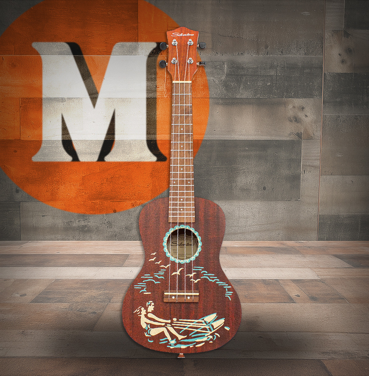 Silvertone Concert Ukulele w/Stencil Graphic - Walnut (851) | Musician Madness