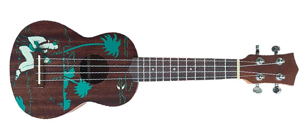Silvertone Suprano Ukulele w/'Hula' Stencil Graphic - Walnut (852) | Musician Madness