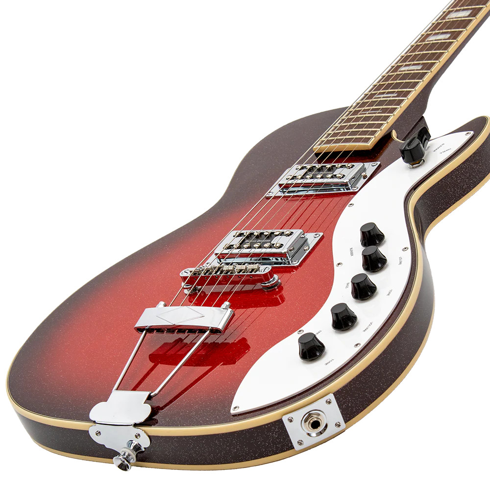 Silvertone Single Cut Bolt-on Duncan Pickups - Red Silver Flake Burst (1423RSFB) | Musician Madness