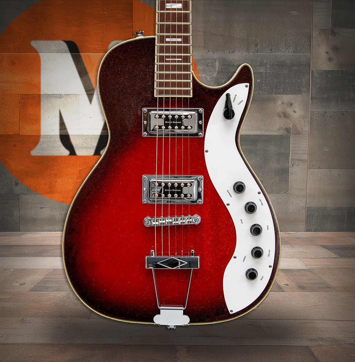 Silvertone Single Cut Bolt-on Duncan Pickups - Red Silver Flake Burst (1423RSFB) | Musician Madness
