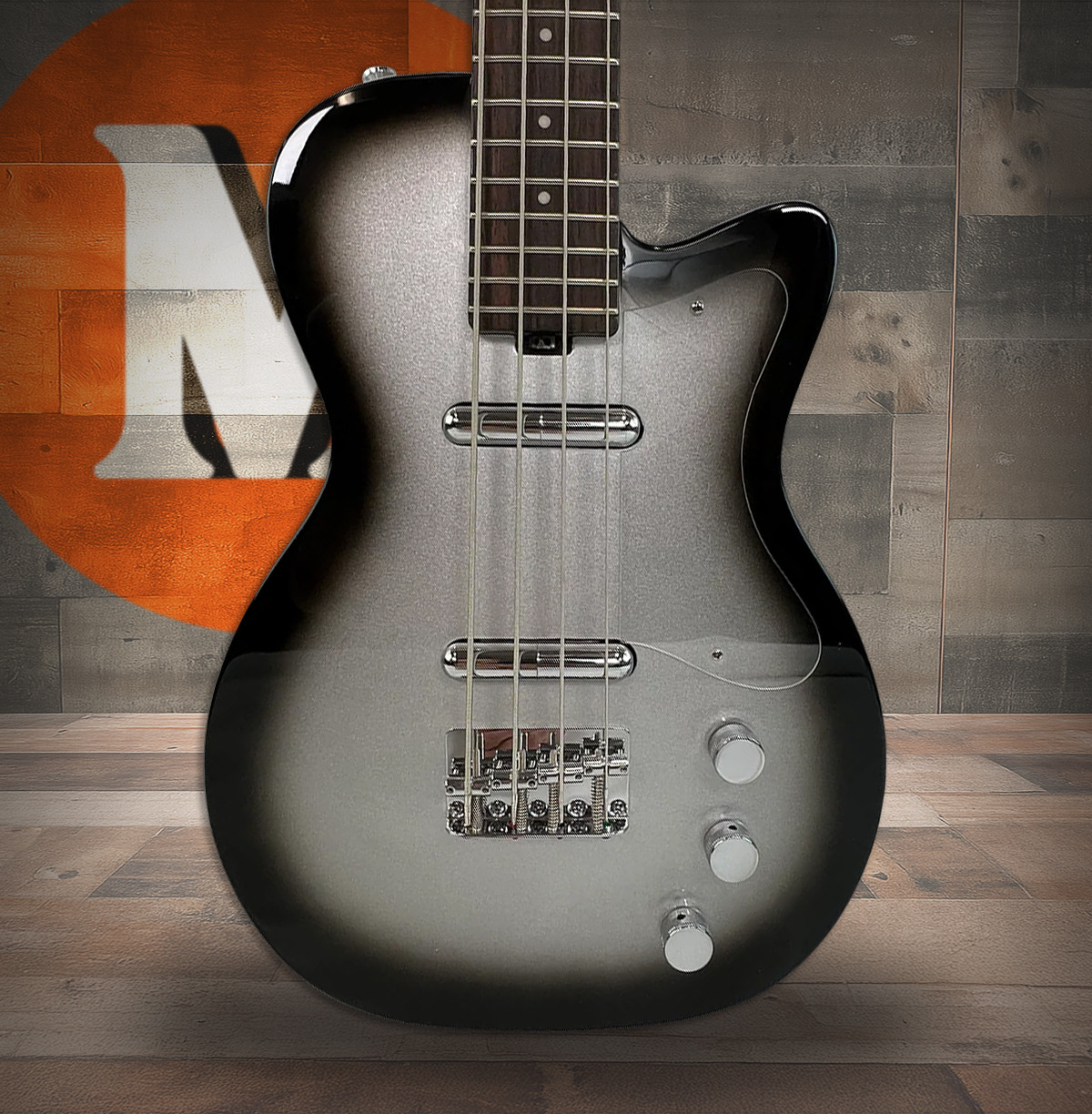 Silvertone Short Scale Bass Lipstick Pickups 24 Fret - Silverburst (1444SVB) | Musician Madness