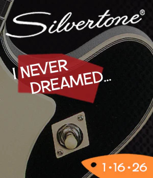 Silvertone Semi-Hollow w/ Trapeze 2 mini-hum PU's - Gloss Black (1446TBK)