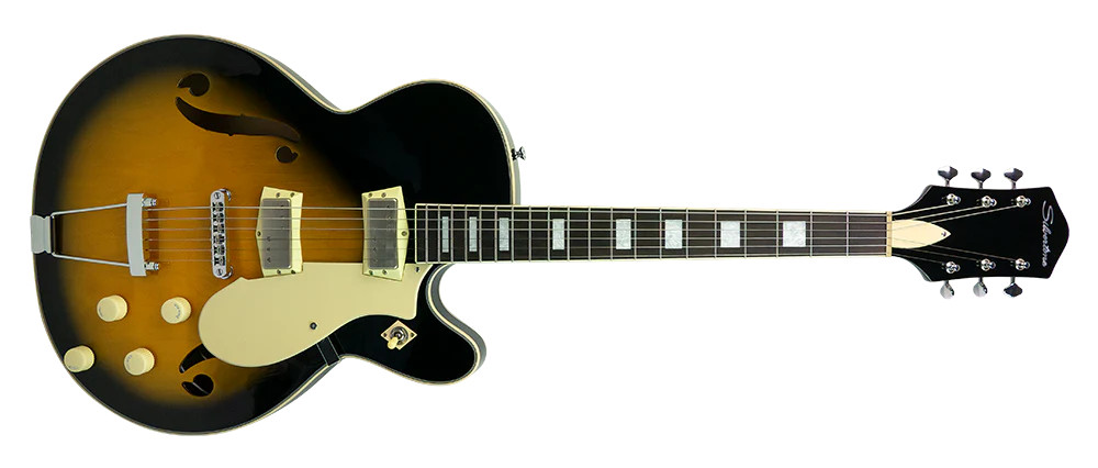 Silvertone Semi-Hollow w/ Trapeze 2 mini-hum PU's - Tobacco Burst (1446TTSB) | Musician Madness
