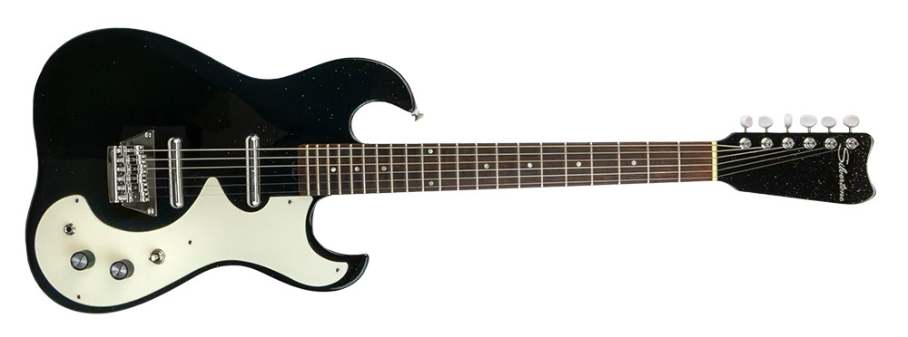 Silvertone Double Cut Bolt-on Alnico 6 Lipstick PU's - Black Silver Flake (1449BSF2) | Musician Madness