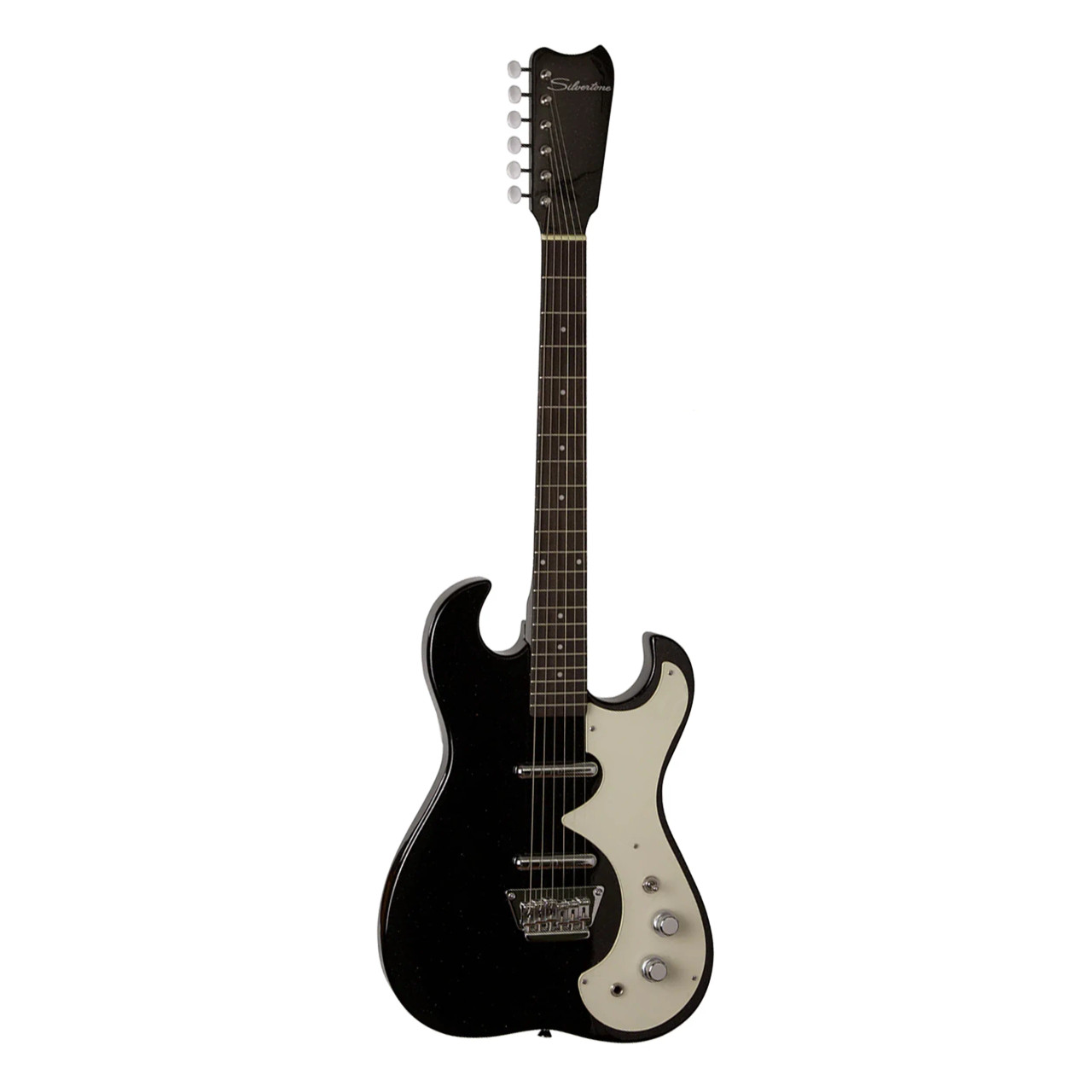 Silvertone Double Cut Bolt-on Alnico 6 Lipstick PU's - Heavy Silver Flake (1449HSF) | Musician Madness