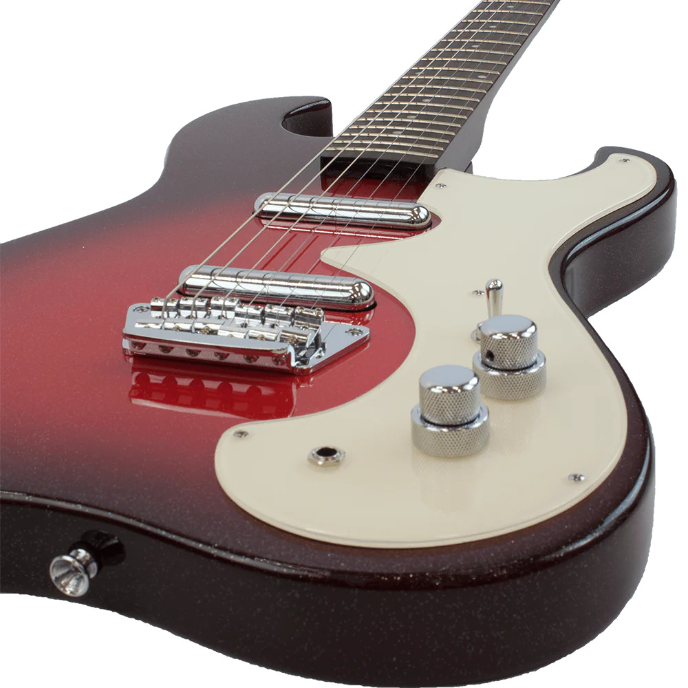 Silvertone Double Cut Bolt-on Lipstick Pickups - Red Silver Flake Burst (1449RSFB)