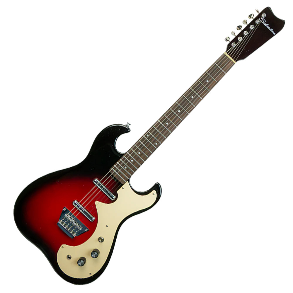 Silvertone Dbl Cut Bolt-on Alnico 6 Lipstick PU's - Red Silver Flake Burst (1449RSFB2) | Musician Madness
