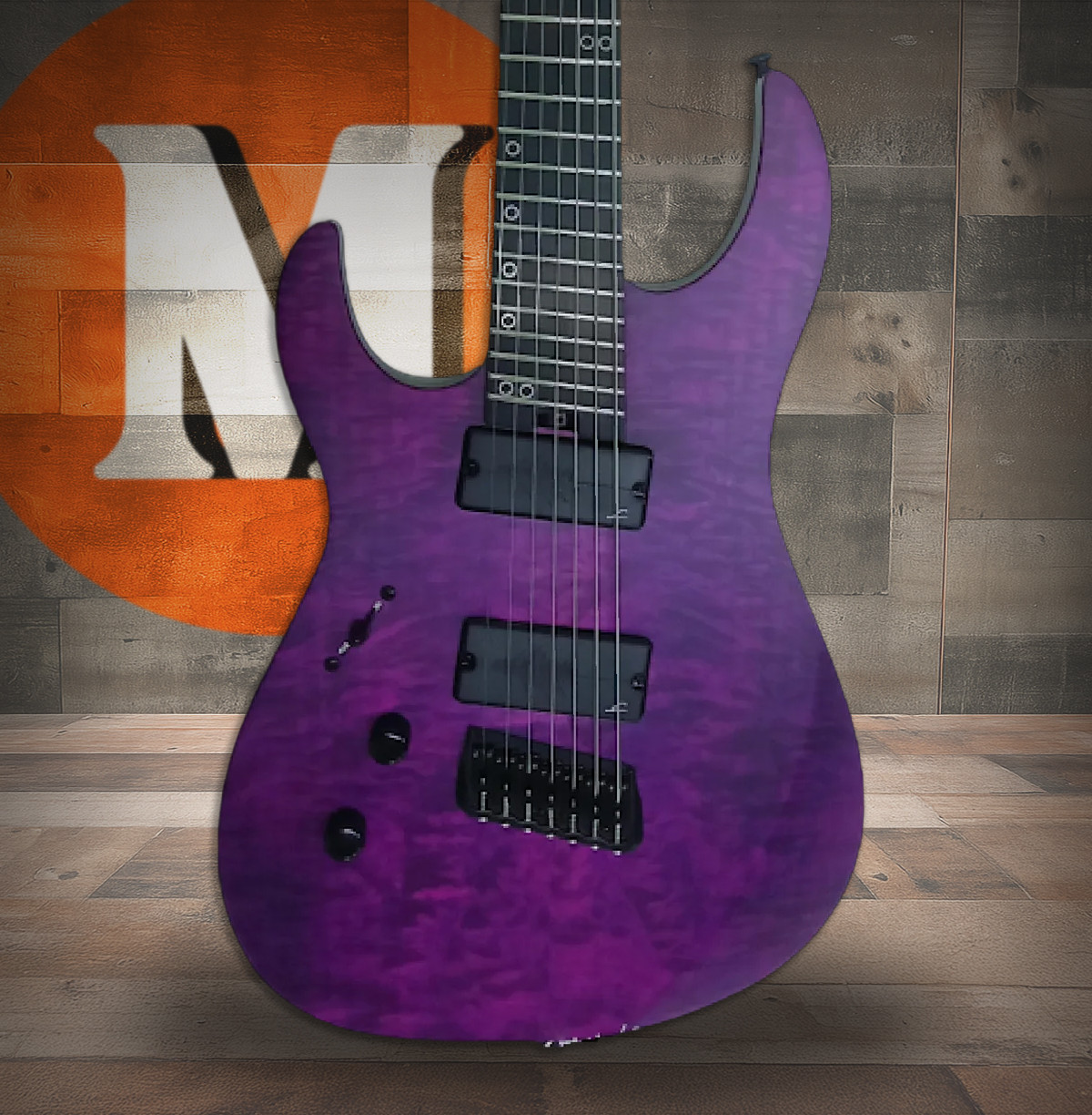 Legator N7FSSL Seven String Electric Guitar Left Hand - Purple Flame (N7FSSL-PR)