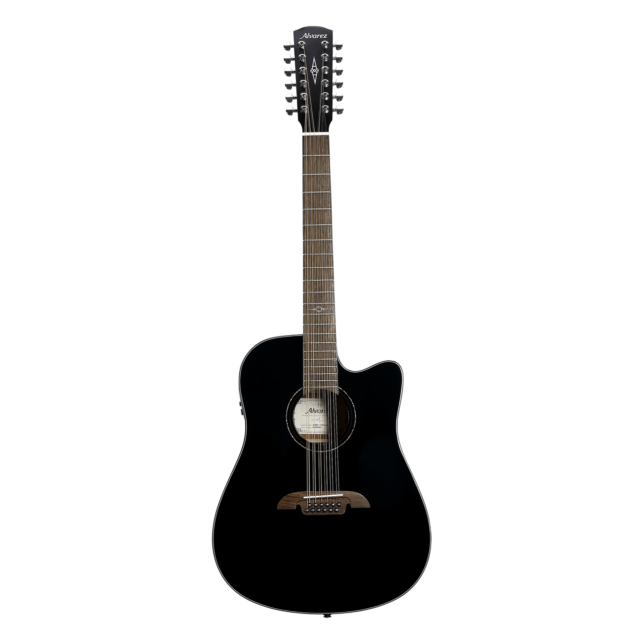 Alvarez Artist Dreadnought Guitar Acoustic Electric 12 String Black with Cutaway (AD60CE_12-String_Black)