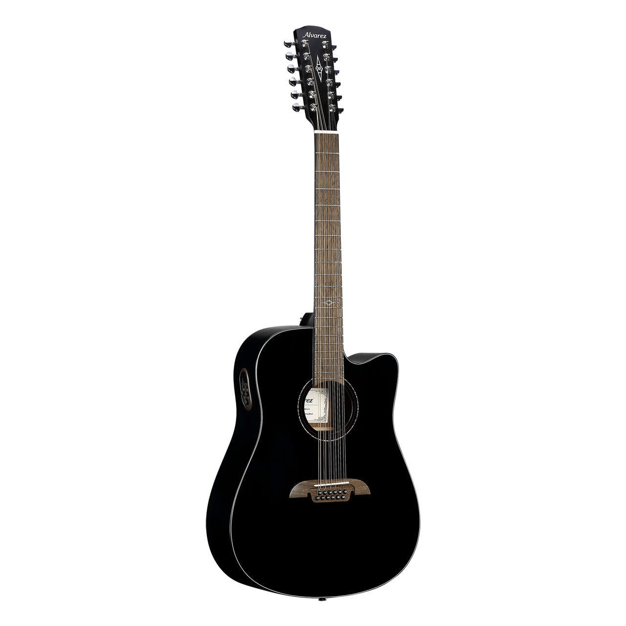 Alvarez Artist Dreadnought Guitar Acoustic Electric 12 String Black with Cutaway (AD60CE_12-String_Black)