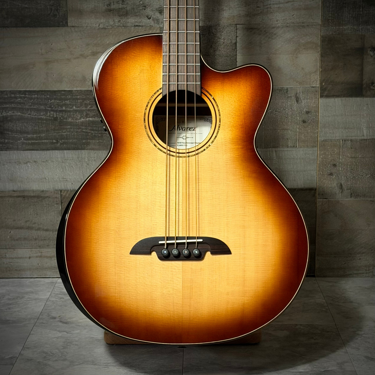 Alvarez Artist Elite Bass Guitar Acoustic Electric Shadowburst Armrest with Cutaway (AEB70CE_Armrest_Shadowburst) | Musician Madness