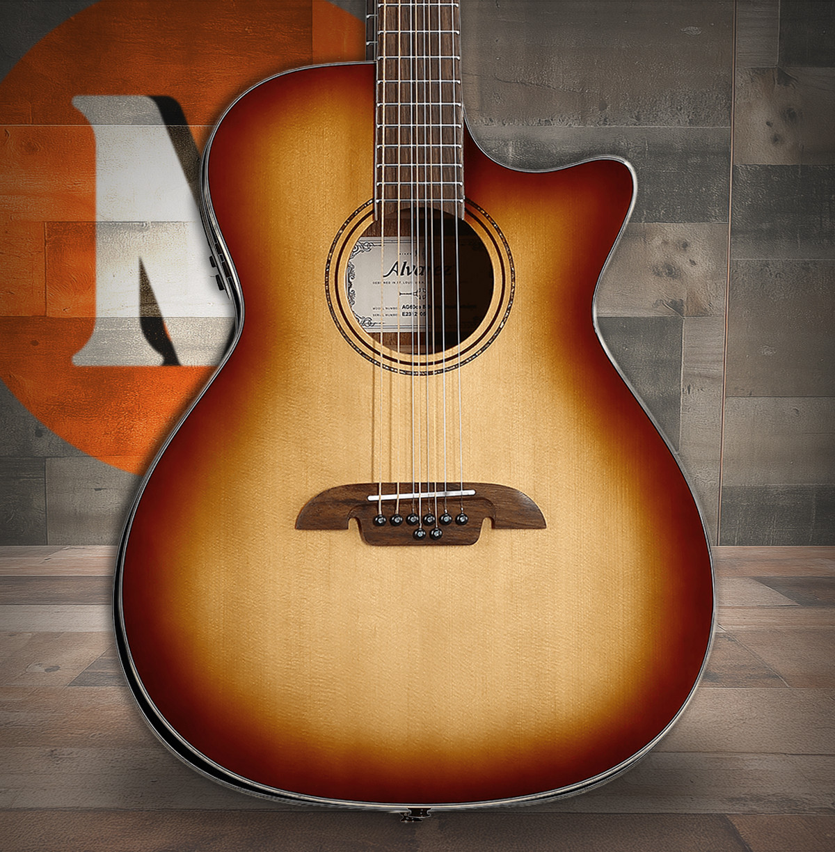 Alvarez Artist Grand Auditorium Guitar Acoustic Electric 8 String Shadowburst with Cutaway (AG60CE_8-String_Shadowburst)