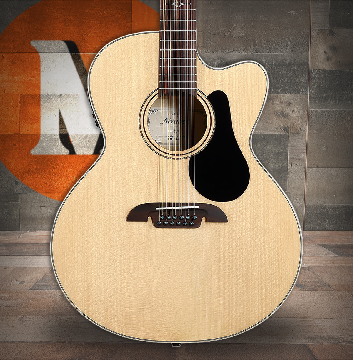 Alvarez Artist Jumbo Guitar Acoustic Electric 12 string with Cutaway (AJ80CE_12-String) | Musician Madness