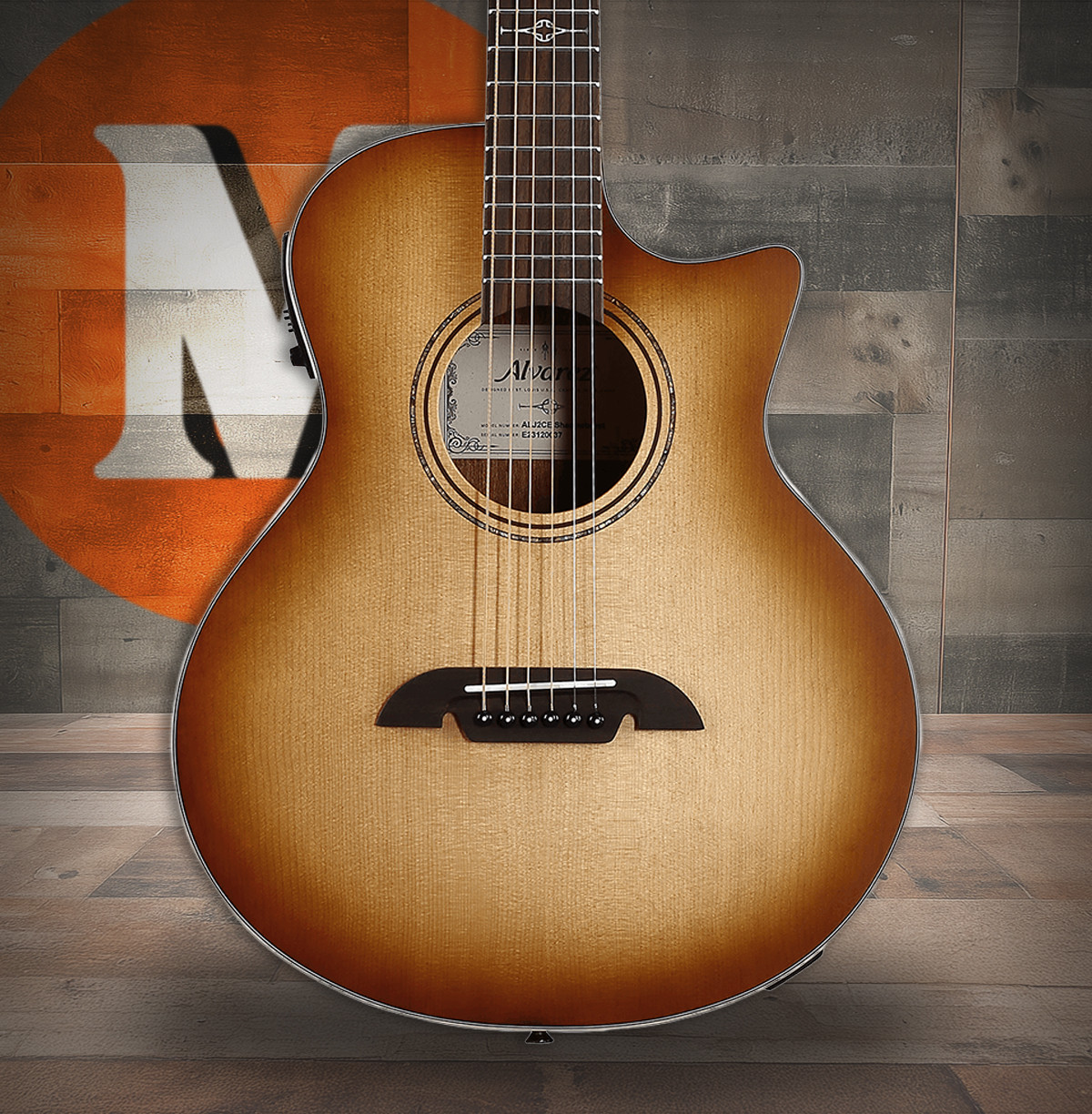 Alvarez Artist Little Jumbo Travel Guitar Acoustic Electric Shadowburst with Gig Bag (ALJ2CE_Shadowburst)