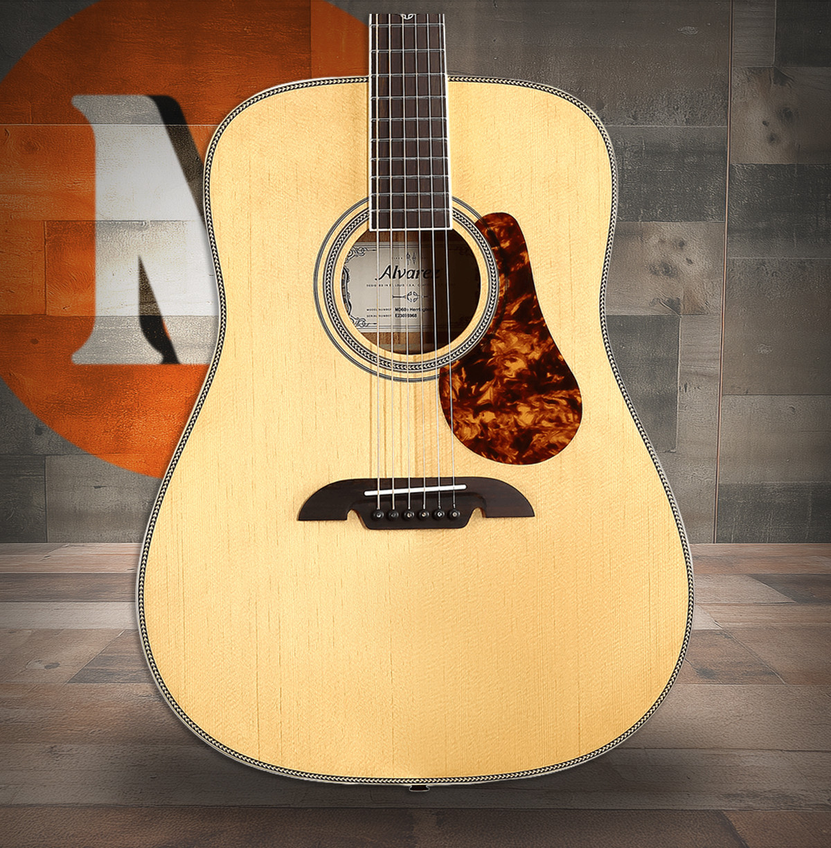 Alvarez Masterworks Dreadnought Guitar Acoustic Electric (MD60E_Herringbone)