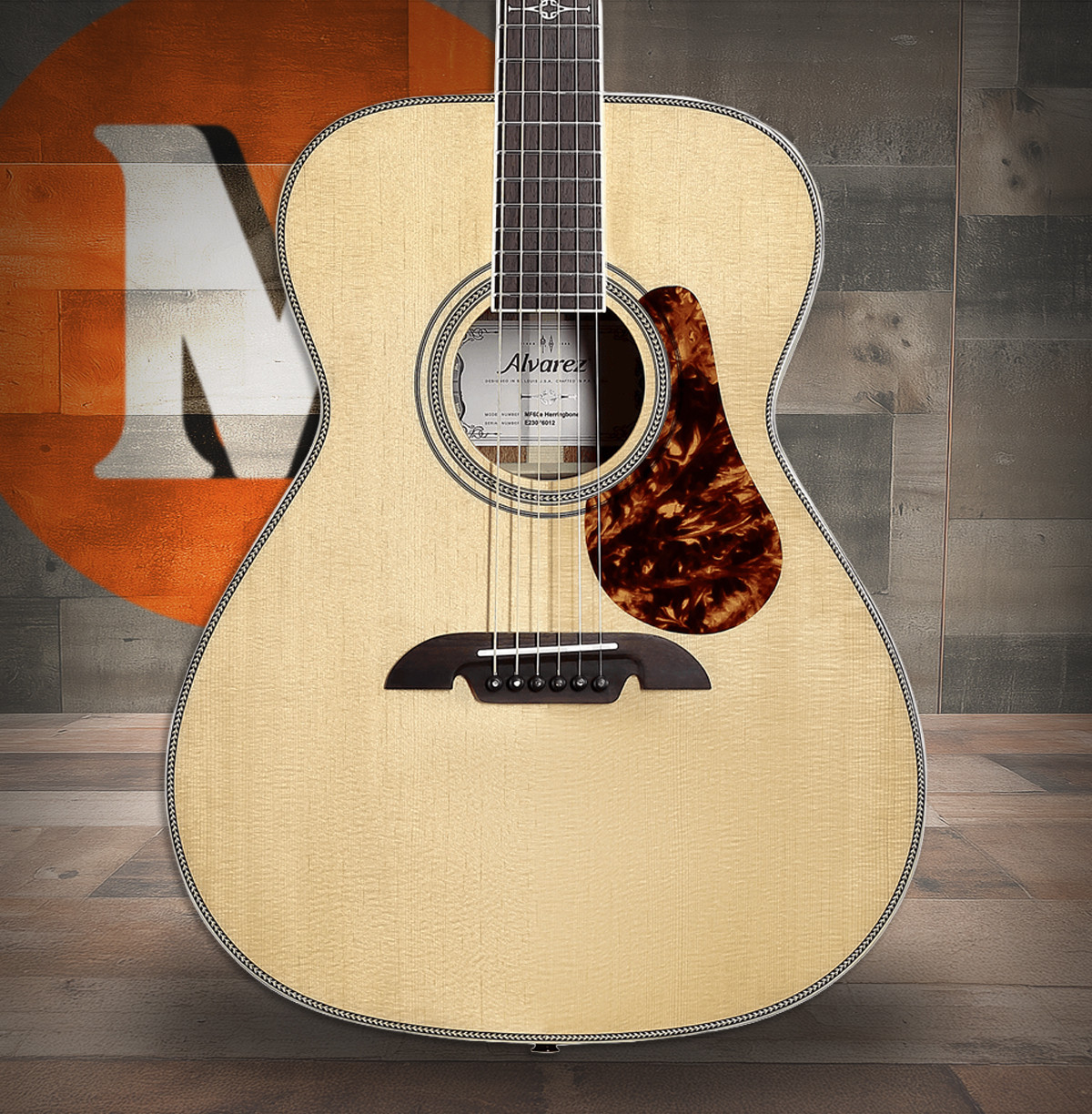 Alvarez Masterworks Folk/OM Guitar Acoustic Electric (MF60E_Herringbone)