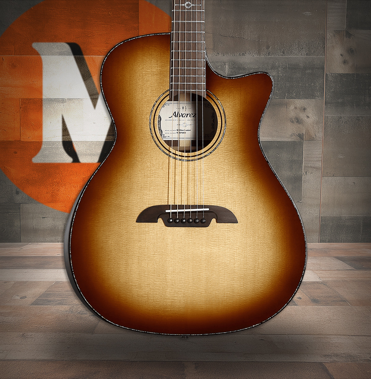 Alvarez Masterworks Grand Auditorium Guitar, Acoustic Electric, Shadowburst, with Cutaway (MG70ce_Custom) | Musician Madness