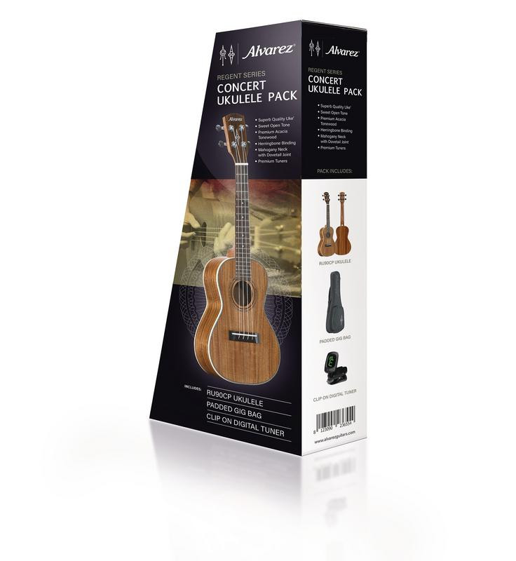 Alvarez Regent Concert Ukulele Pack w/Tuner and Gig bag (RU90CP)