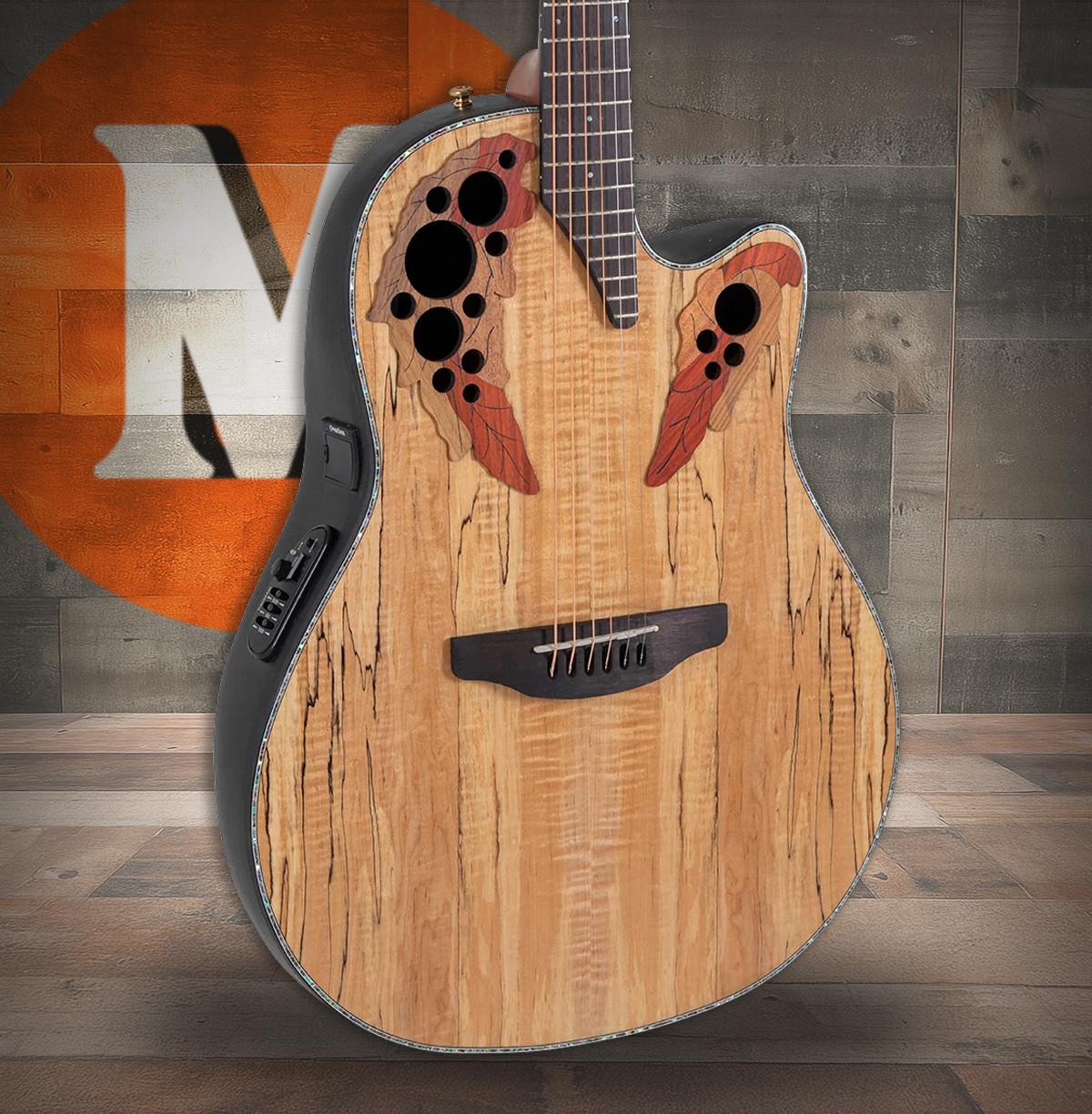 Ovation Celebrity Elite Plus E-Acoustic Guitar CE44P-SM Natural Spalted Maple (CE44P-SM-G)