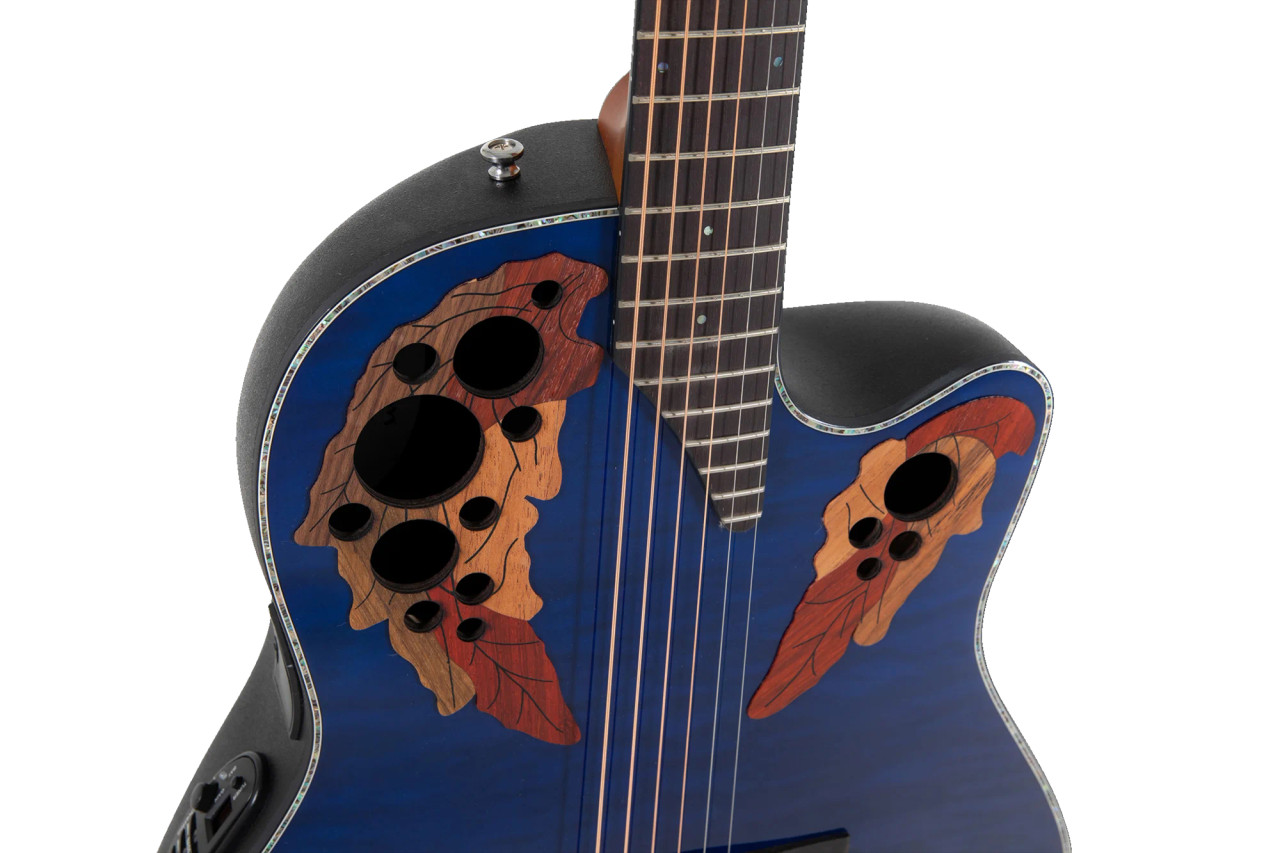 Ovation Celebrity Elite Plus E-Acoustic Guitar CE44P-8TQ Blue Transparent Quilt (CE44P-8TQ-G) | Musician Madness