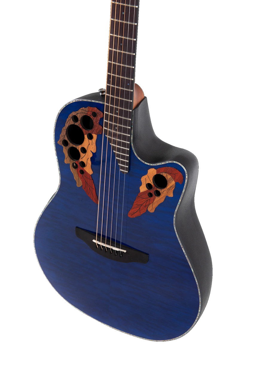 Ovation Celebrity Elite Plus E-Acoustic Guitar CE44P-8TQ Blue Transparent Quilt (CE44P-8TQ-G) | Musician Madness