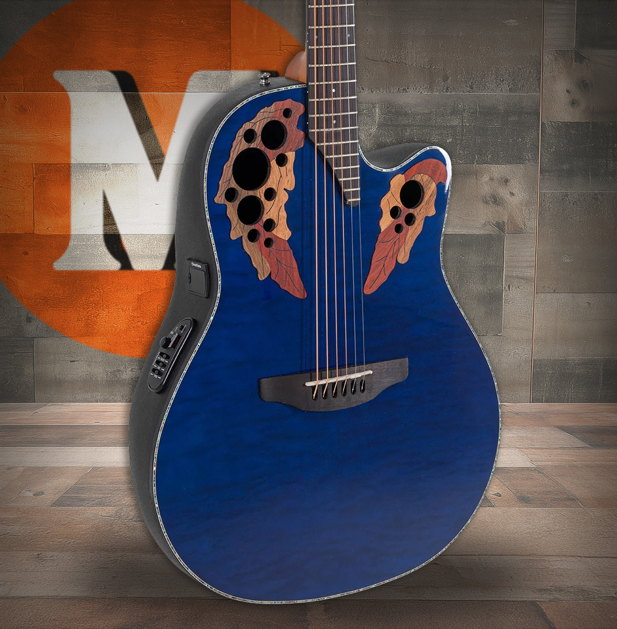 Ovation Celebrity Elite Plus E-Acoustic Guitar CE44P-8TQ Blue Transparent Quilt (CE44P-8TQ-G)