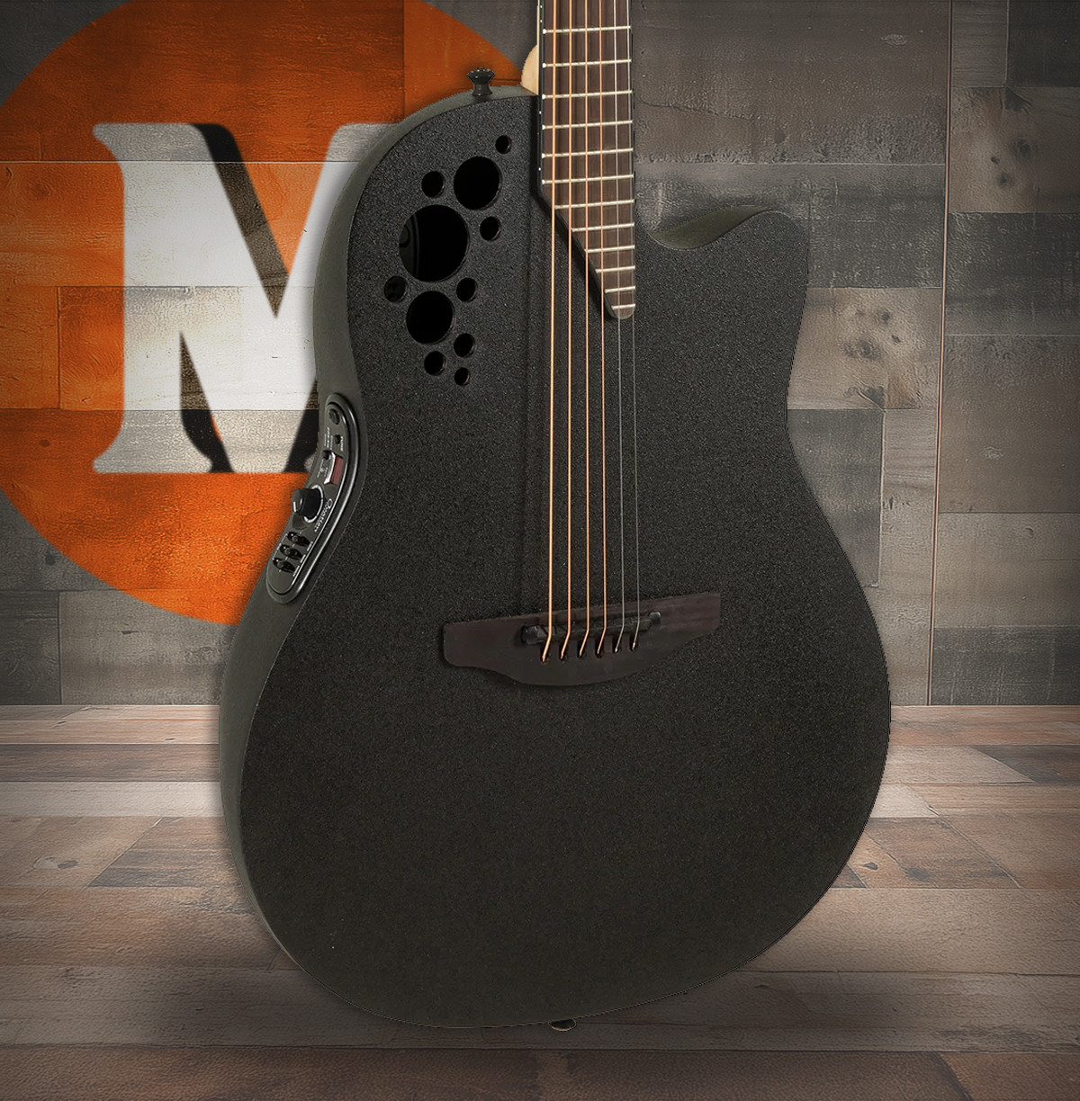 Ovation Pro Series Elite TX E-Acoustic Guitar 1868TX-5 Black Textured (1868TX-5-G)