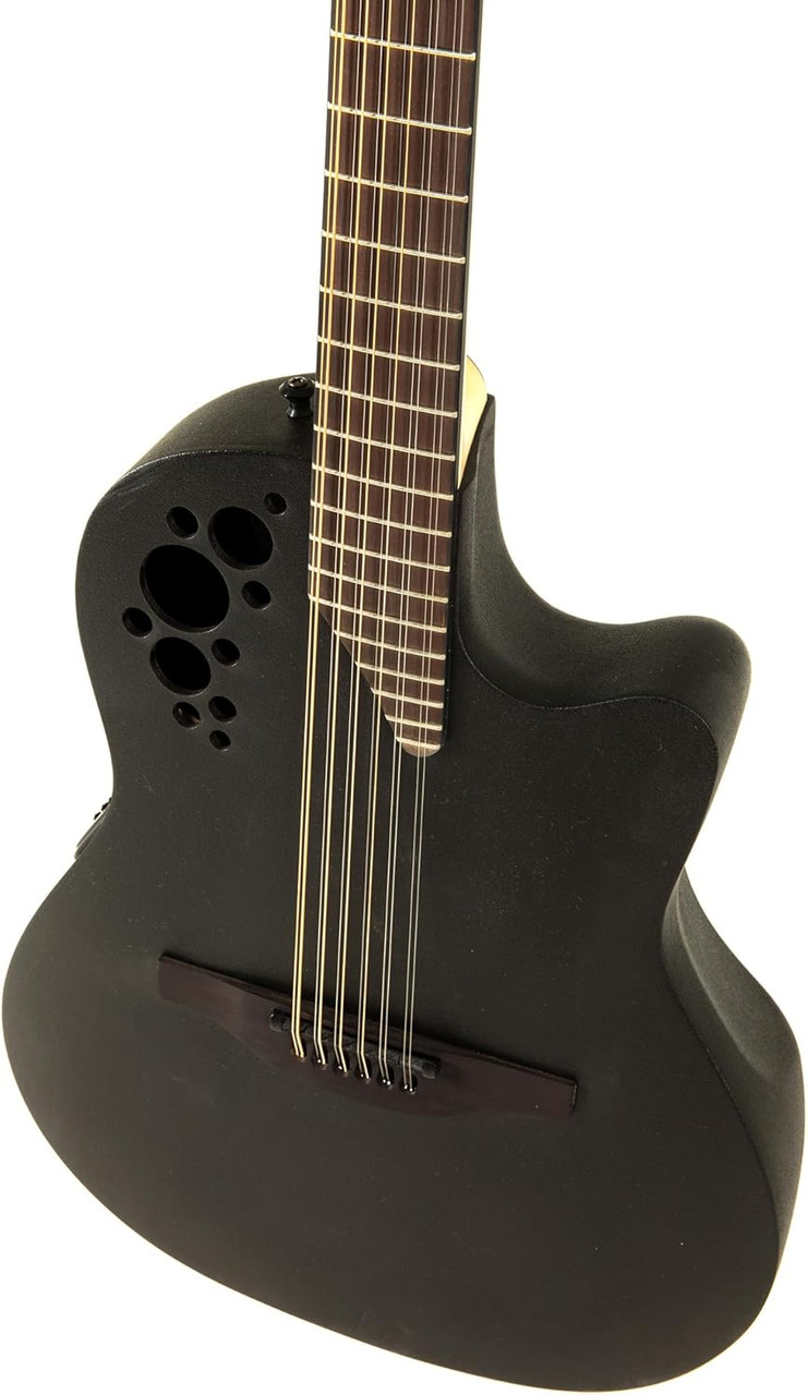 Ovation Pro Series Elite TX E-Acoustic Guitar 2058TX-5 Black Textured 12-String (2058TX-5-G)