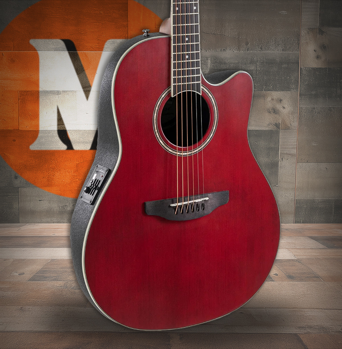 Ovation Applause E-Acoustic Guitar AB24-2S Ruby Red Satin (AB24-2S)