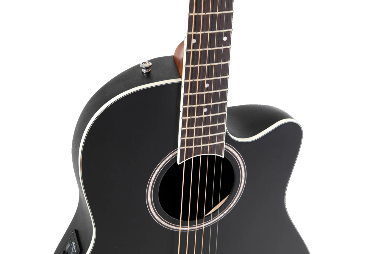 Ovation Applause E-Acoustic Guitar AB24-5S Black Satin (AB24-5S) | Musician Madness