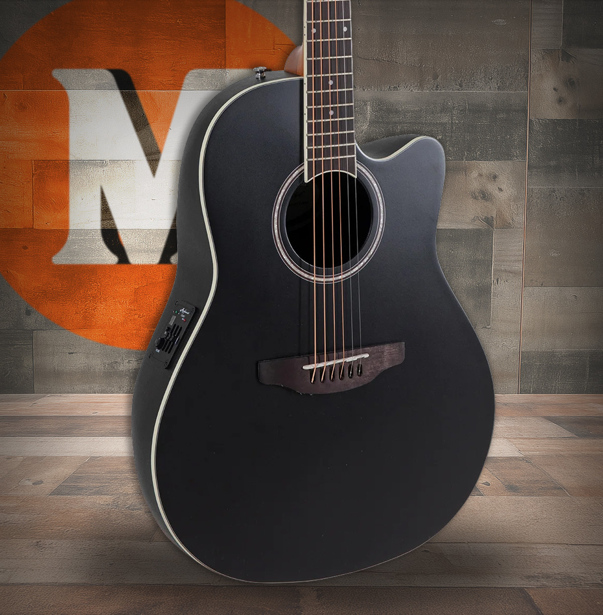 Ovation Applause E-Acoustic Guitar AB24-5S Black Satin (AB24-5S)