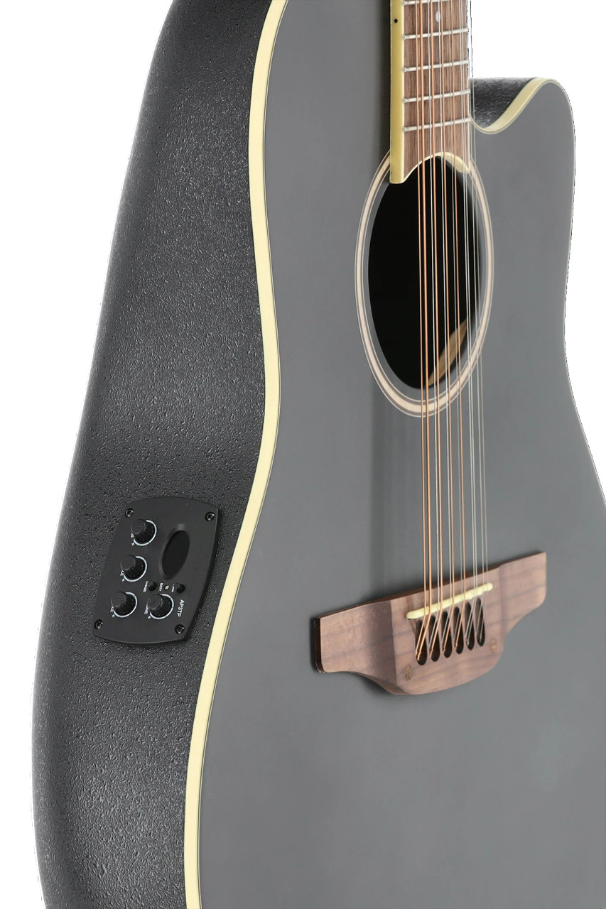 Ovation Applause E-Acoustic Guitar AB2412-5S Black Satin 12-String (AB2412-5S)